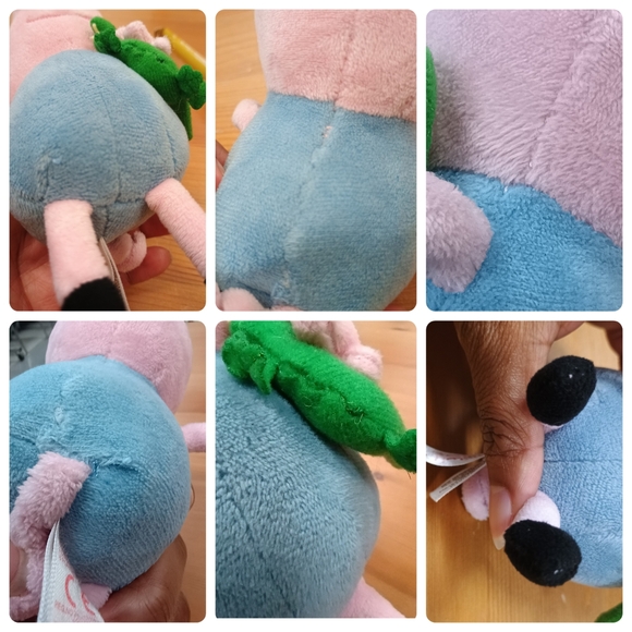 TY Peppa Pig GEORGE THE BROTHER PIG W/ DINOSAUR 7.5" Plush STUFFED ANIMAL Toy - Picture 13 of 14